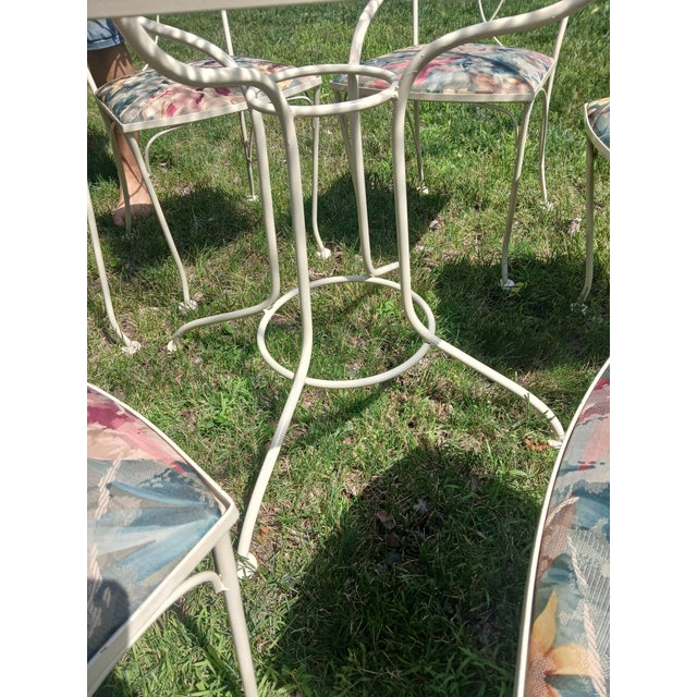 Cream Vintage Wrought Iron 7 Pc Patio Dining Set For Sale - Image 8 of 11