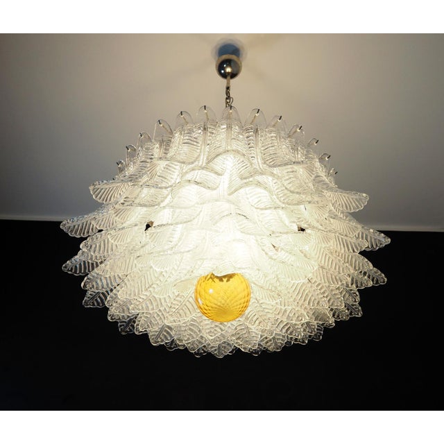Glass Large Murano Glass Chandelier with 100 Clear Felci Glasses, 1990s For Sale - Image 7 of 18