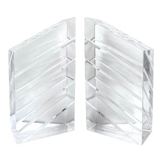 1970’s Modern Sculptural Lucite Bookends - a Pair For Sale