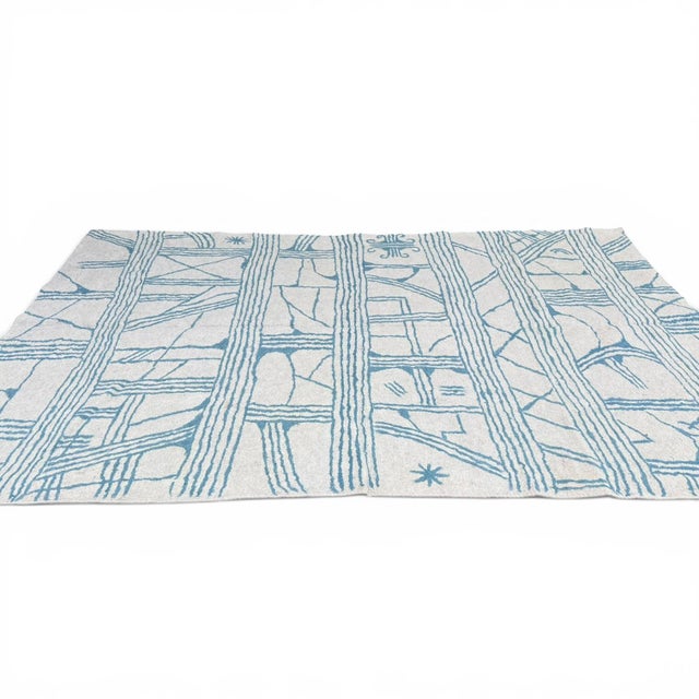 Modern Central Asian Felt Rug | Abstract Linear Design | 9x12 For Sale In Los Angeles - Image 6 of 6
