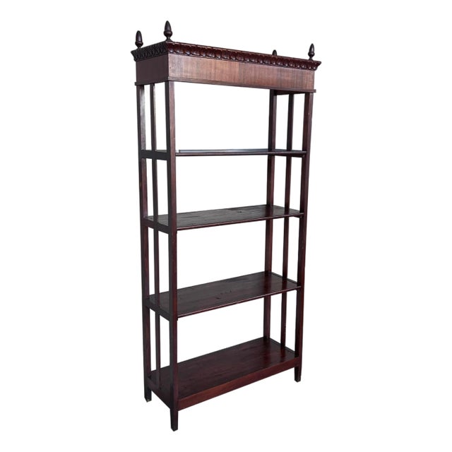 Mid 20th Century French Empire Style Walnut Four Shelves Etagere For Sale