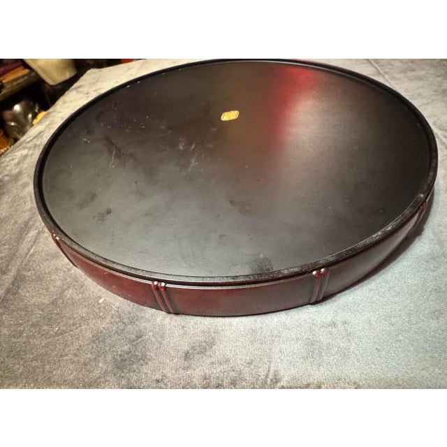 1970s Vintage Otagiri Handcrafted Japan Round Lacquerware Tray MCM For Sale - Image 5 of 7