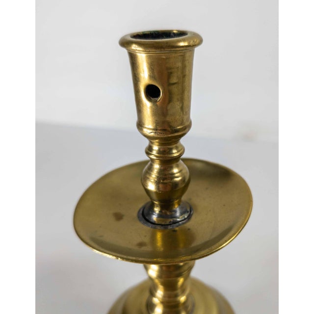 17th or 18th Century European Dutch Heemskirk Mid-Drip Brass Candlestick For Sale - Image 10 of 13