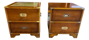 English Military Style Mahogany Side Tables, Set of 2