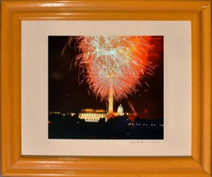 "4th of July Fire Works Washington DC" Contemporary Architectural Photograph, Framed