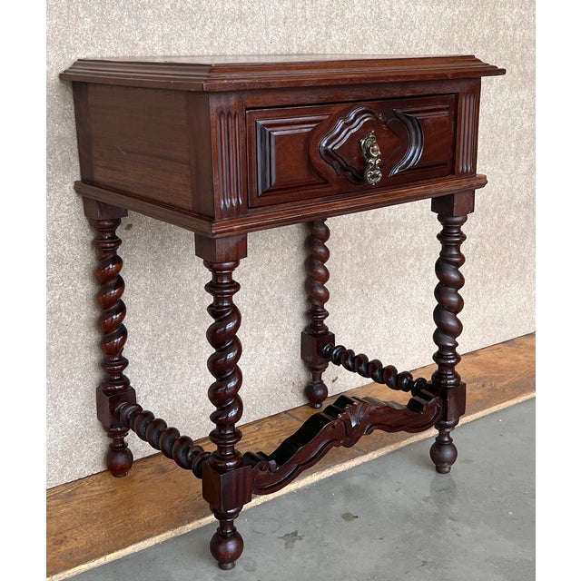 1900 - 1909 20th Century Pair of Solid Carved French Nightstands With Solomonic Columns For Sale - Image 5 of 8