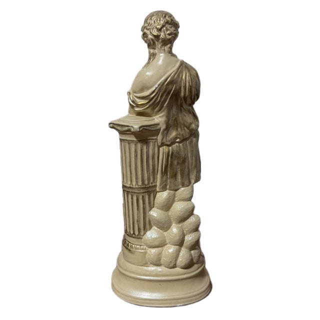Vintage Hollywood Regency Chalkware Greek Goddess w/Pipes Figurine Sculpture This is a vintage mid century era lassical...