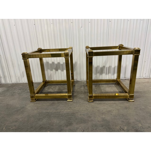 Midcentury Mastercraft Brass Hollywood Regency Style Accent Side Tables- A Pair For Sale - Image 12 of 12