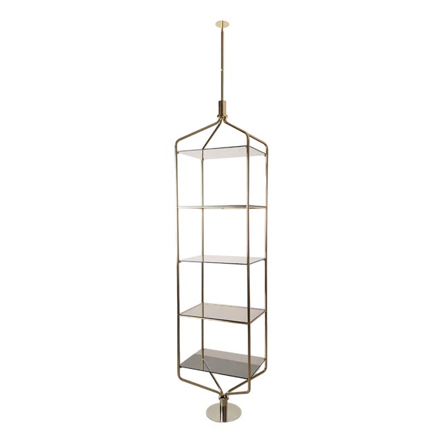 Mid-Century Tension Pole Shelving in Brass, 1960s For Sale