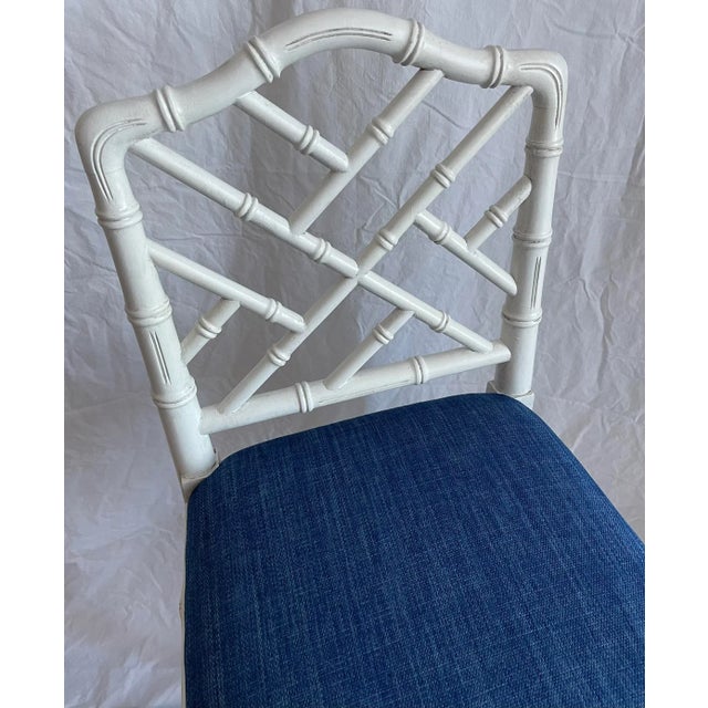 White Faux Bamboo Tall Barstool For Sale - Image 6 of 13