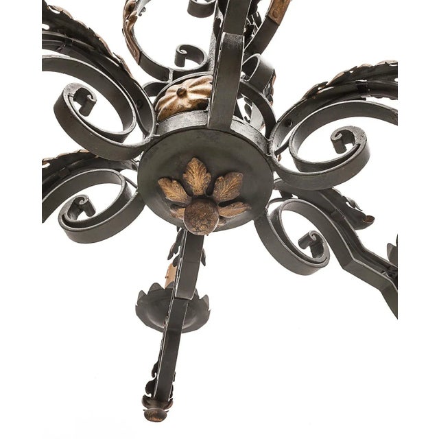 1950s Large Chandelier and Sconces attributed to Gilbert Poillerat, 1950s, Set of 3 For Sale - Image 5 of 11