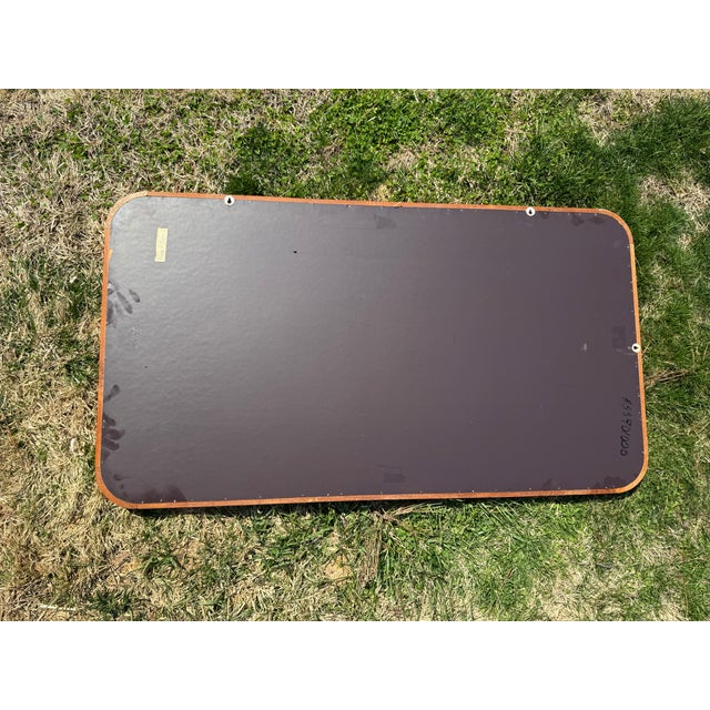 Brown Danish Teak Rounded Rectangle Hanging Framed Mirror by Uldum For Sale - Image 8 of 8