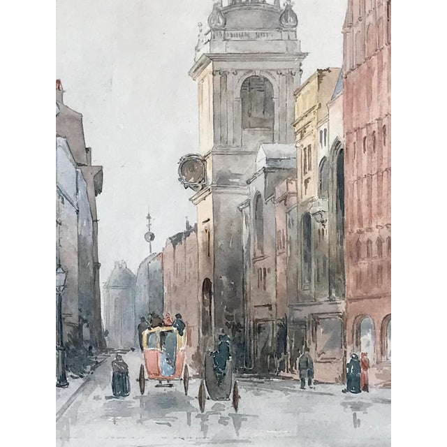 Antique English Watercolor Church of St Mary-Le-Bow London Circa 1900 For Sale In New York - Image 6 of 7