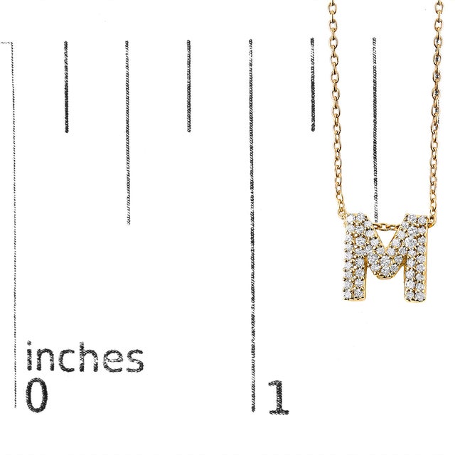 Early 21st Century 10K Yellow Gold Diamond Accent "M" Initial Bubble Pendant Necklace For Sale - Image 5 of 5