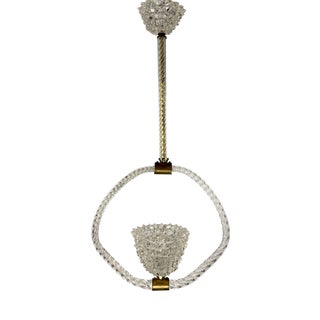 Rostrato Murano Glass Pendant Lamp attributed to Barovier Toso, Italy, 1940s For Sale