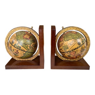 Vintage 1970s Globe Bookends, Made in Italy - a Pair For Sale