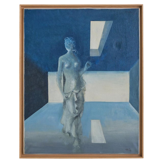 French Acrylic on Canvas Surrealism Painting, 1963 For Sale