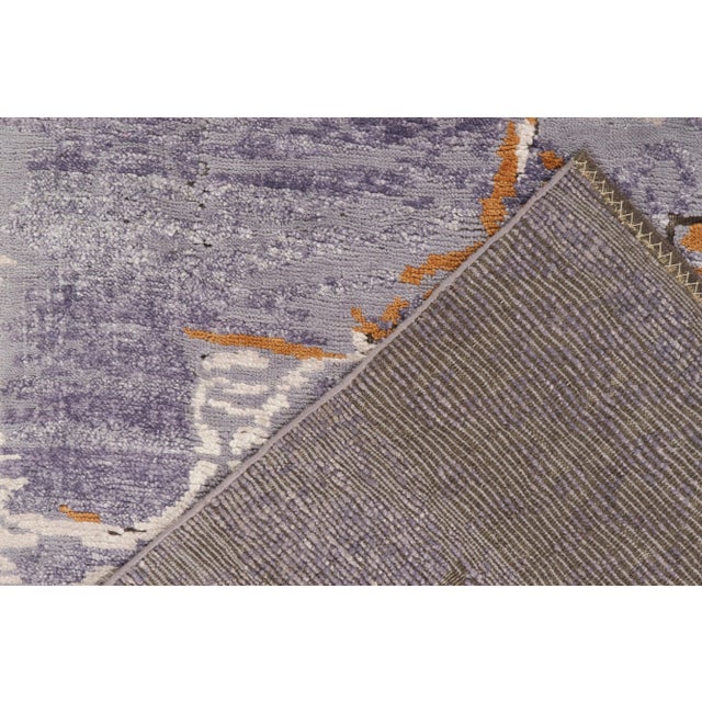 Hand-Knotted Abstract rug in Purple, White, Orange Pattern by Rug & Kilim - 12x15 For Sale In New York - Image 6 of 6