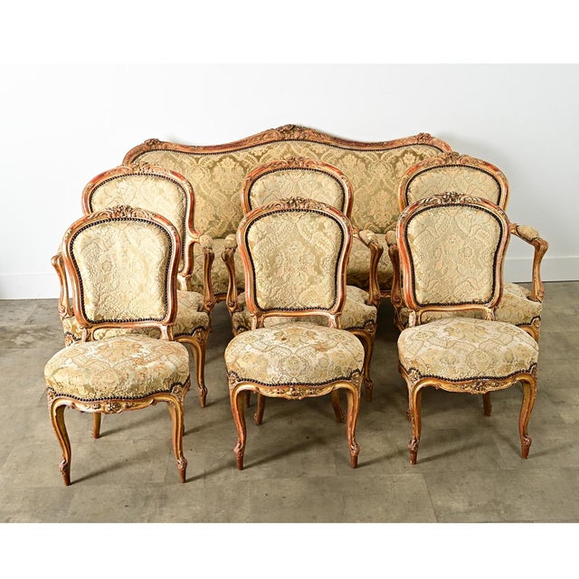 Wood French 18th Century Louis XV Style Parlor Set, 7 Pieces For Sale - Image 7 of 16