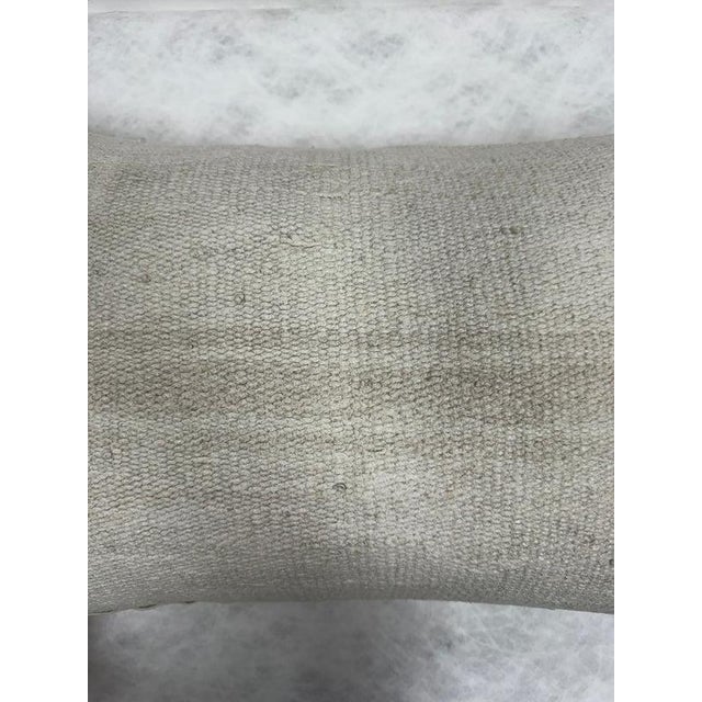 Turkish Hemp Pillow Cushion Natural Cream Gray Pillow Cushion Cover 16" x 24" For Sale - Image 4 of 4
