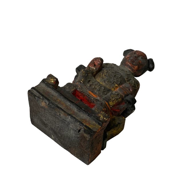 Vintage Chinese Wooden Carved Home Guardian Deity Figure For Sale In San Francisco - Image 6 of 7