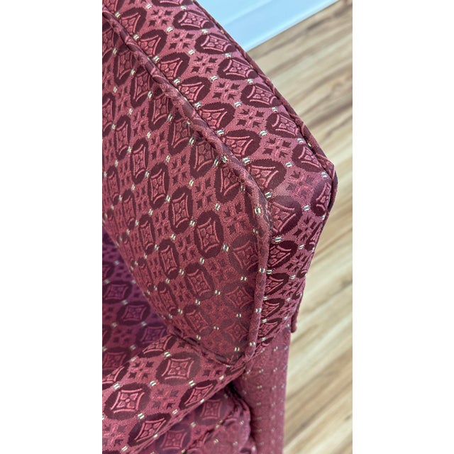 Vintage MCM Burgundy Parsons Style Arm Chair For Sale - Image 11 of 11