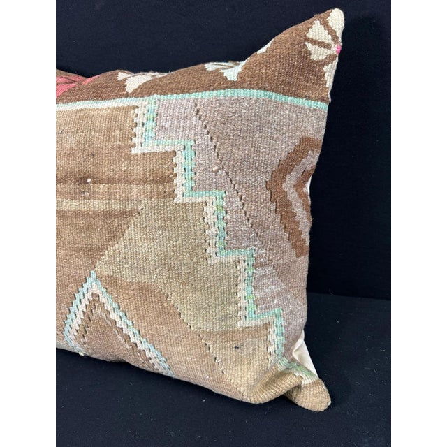 Turkish Hemp Pillow Cushion Natural Mint Green Brown Pillow Cushion Cover 24"x24" For Sale - Image 4 of 4