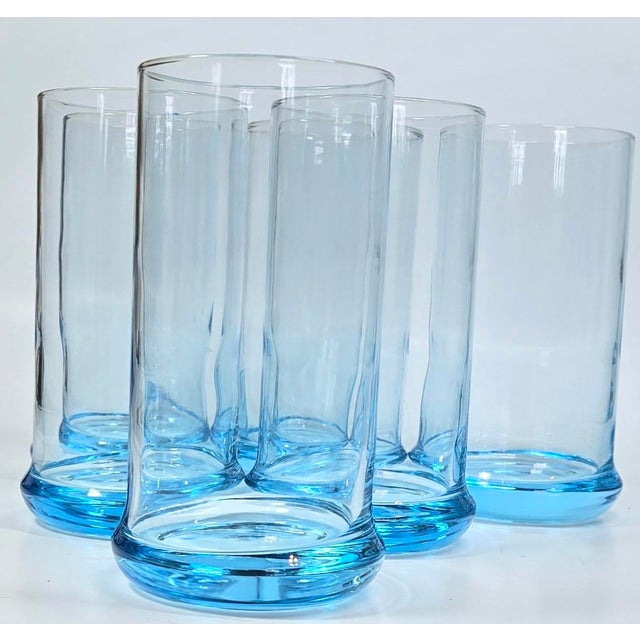 Blue Vibrant Blue Disk Tumblers- Set of 6 For Sale - Image 8 of 11