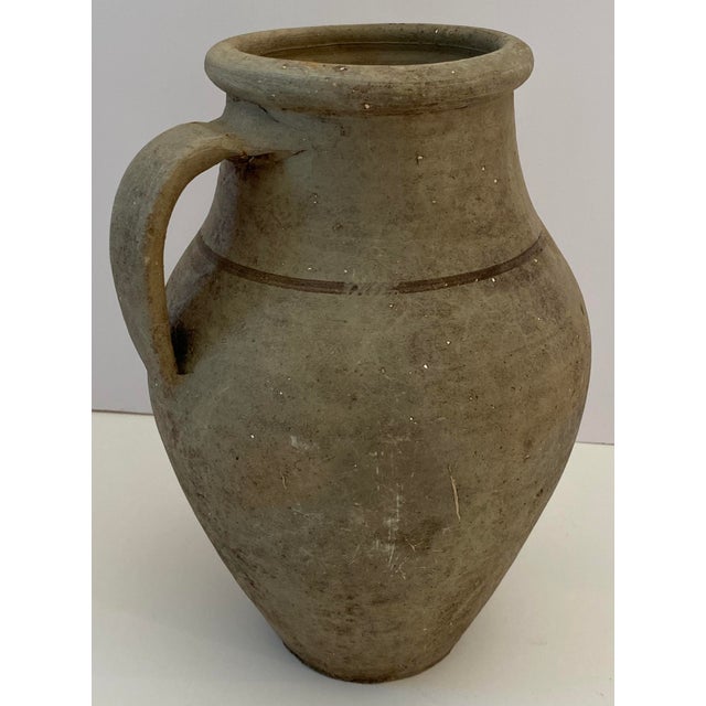 Antique Handcrafted Terracotta Pitcher, Rustic Amphora Roman Style Clay Vessel For Sale - Image 4 of 6