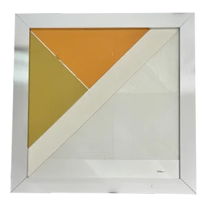 1970s Greg Copeland Large Geometric Graphic Art Op Mirror With Chrome Frame