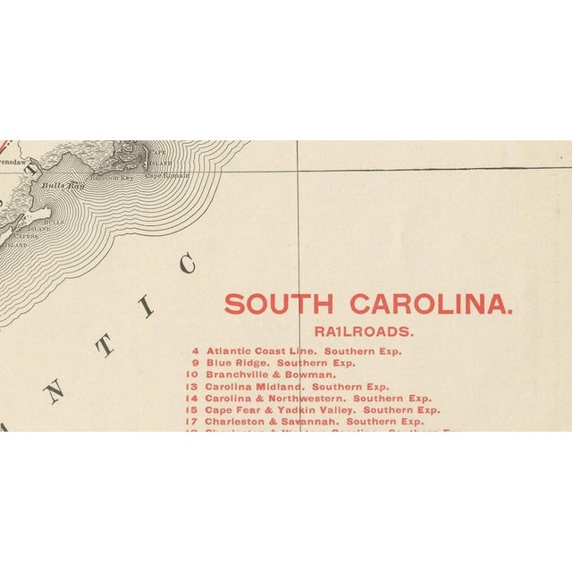Antique Map of South Carolina The Palmetto State by Ran McNally, 1899 For Sale - Image 3 of 12