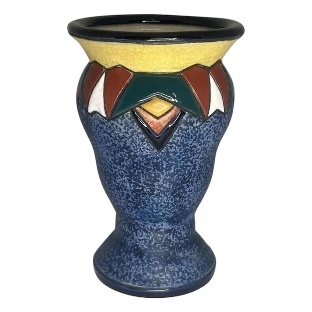 Art Deco Czech Amphora Vase: Geometric Design, c. 1920s For Sale