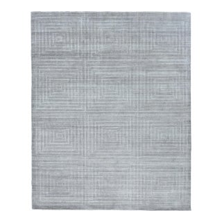 Exquisite Rugs Chesterfield Hand Loom Bamboo Silk Gray - 9'x12' For Sale