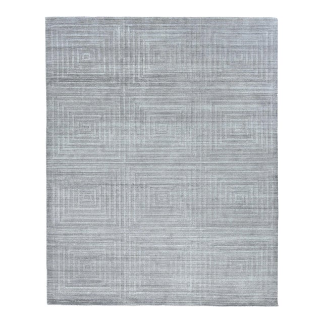 Exquisite Rugs Chesterfield Hand Loom Bamboo Silk Gray - 9'x12' For Sale