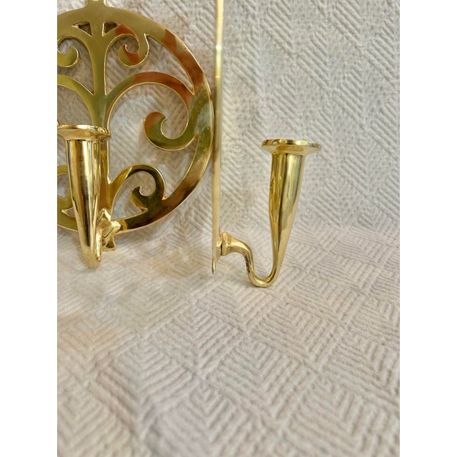 Late 20th Century Virginia Metal Crafters Brass “Tree of Life” Candle Wall Sconces - A Pair For Sale In New Orleans - Image 6 of 9