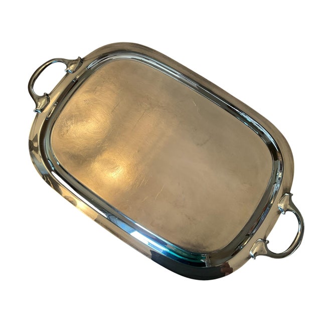 Mid Century Wallace Silverplate Engraved Serving Tray With Handles, 23.5” For Sale - Image 13 of 16