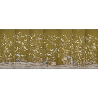 Hand Painted Williamsburg Chinoiserie Wallpaper Mural, Set of 7 Panels, Luxury Oriental Wall Art For Sale