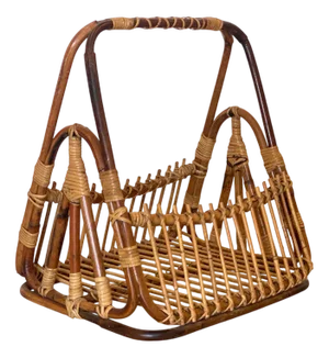 Rattan and Bamboo Magazine Rack, 1970s