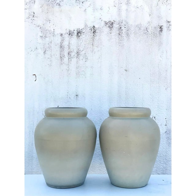 Vintage Contemporary Pair of Matte Sage Green Urns For Sale In West Palm - Image 6 of 7