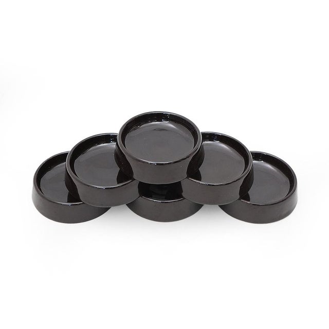 Ceramic Black Glazed Ceramic Bowls from Gabbianelli, 1970s, Set of 6 For Sale - Image 7 of 13