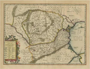 Antique Map of Romania and Bulgaria Centered on the Danube River