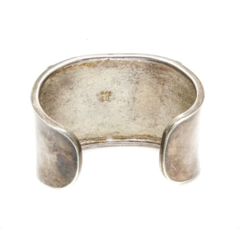 1970s Modernist Sterling Silver Malachite Cuff For Sale In Seattle - Image 6 of 6