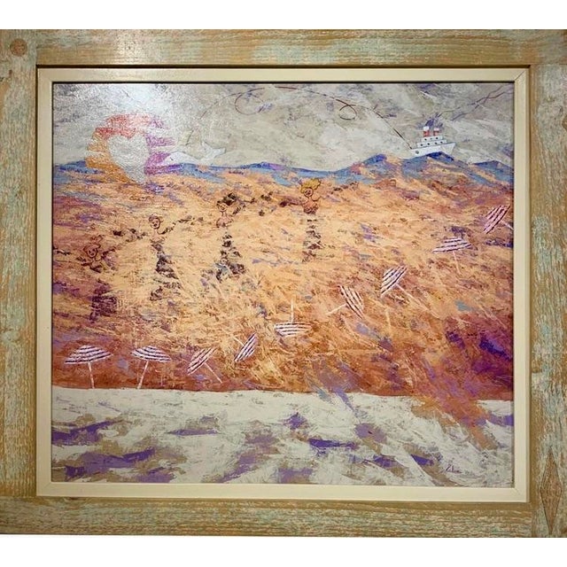 Light at its fullest, the beach at the height of the day, figures dissolving into the brightness. Talani paints summer as...