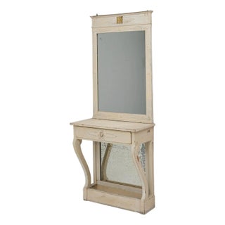 19th Century French Wood White Patinated Vanity For Sale