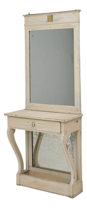 19th Century French Wood White Patinated Vanity