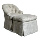 Vintage Boho Striped Tufted Lounge Chair and Ottoman For Sale