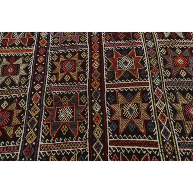 Rug & Kilim 1950s Vintage Kilim Tribal Rug in Black, Multicolor Geometric by Rug & Kilim For Sale - Image 4 of 7