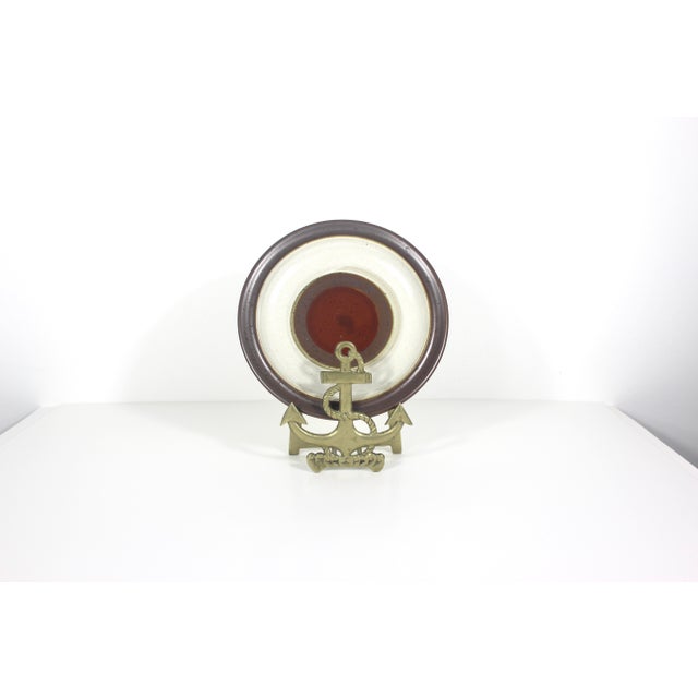 Brass Vintage Anchor Solid Brass Napkin Holder or Plate Stand Coastal Nautical Beach House Style For Sale - Image 8 of 9