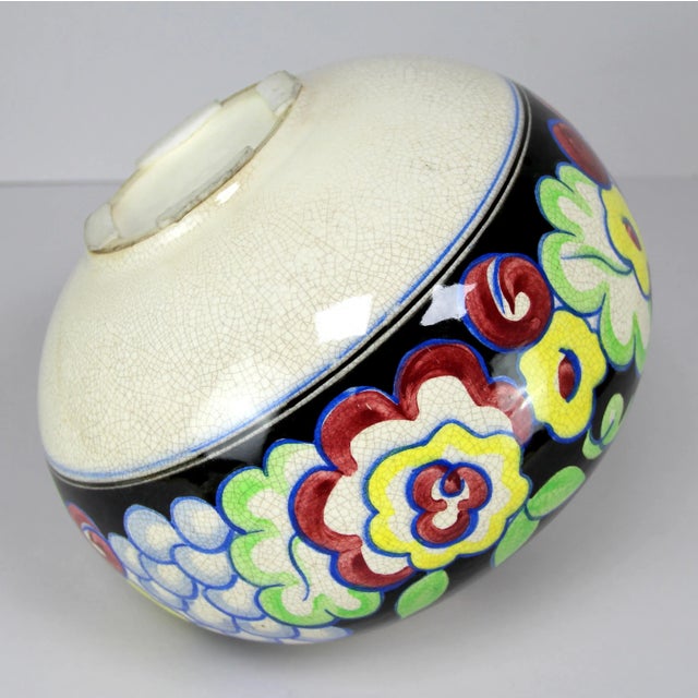 French Art Deco Hand-Painted Vase, 1930s For Sale - Image 4 of 7