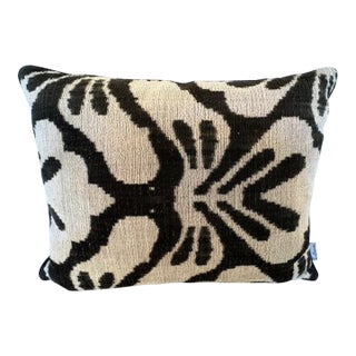 Floral Silk Velvet Ikat Pillow For Sale
